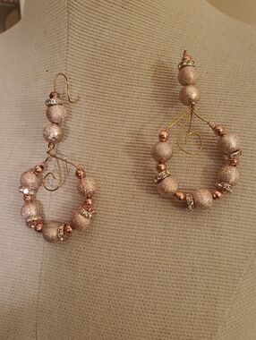 Elegant Rose Gold Beaded Hoop Earrings by